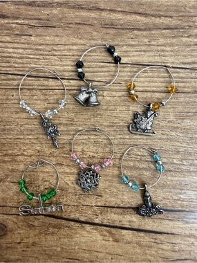 Vintage Y2K Holiday Wine Glass Charms | Set of 6